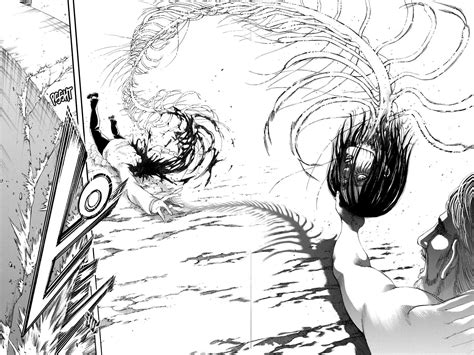 Eren y Zeke interactuando en su forma de titán