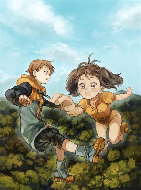 Ilustración de King y Diane de niños