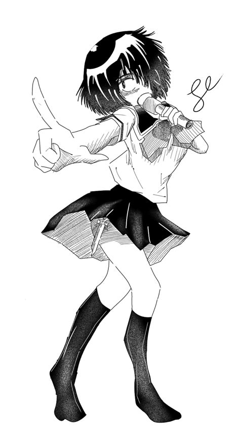 Ilustración de Mikoto Urabe usando sus tijeras