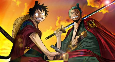 Zoro y Luffy en una pose de batalla