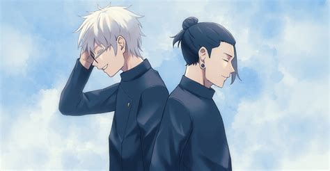 Ilustración de Satoru Gojo y Suguru Geto en su juventud