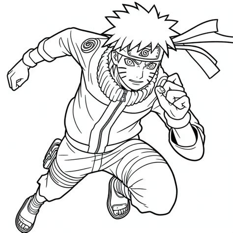 Dibujo de Naruto Uzumaki con su característico traje naranja.