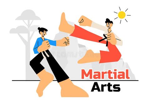 Ilustración de un guerrero practicando artes marciales