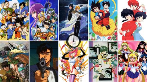 Ilustración de personajes de anime populares de los años 90