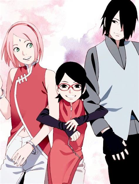 Sasuke con su familia: Sakura y Sarada