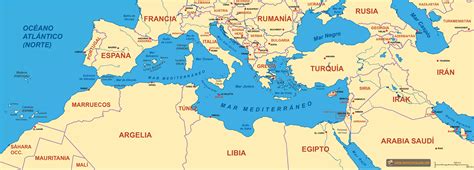 Mapa de la región mediterránea con énfasis en España y Grecia