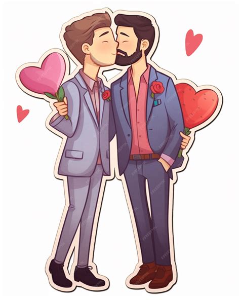 Ilustración de dos hombres besándose
