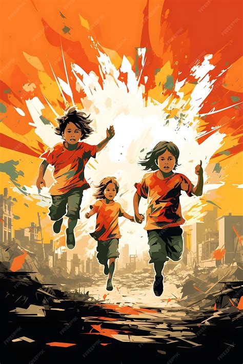 Niños huyendo de los titanes