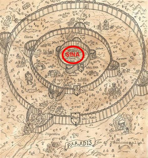 Mapa de la Isla Paradis y territorios circundantes en Ataque a los Titanes