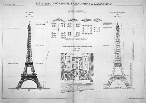 Plano de construcción de la Torre de Tokio similar a la Torre Eiffel