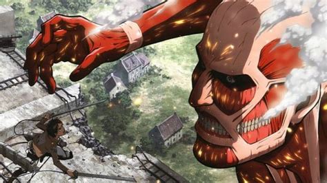 Eren atacando al Titán Colosal