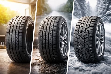 Ilustración de neumáticos de verano, invierno y todo tiempo