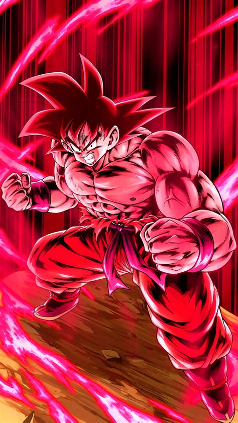Ilustración de Goku utilizando el Kaioken con aura roja