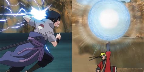 Naruto y Sasuke a punto de chocar Rasengan y Chidori