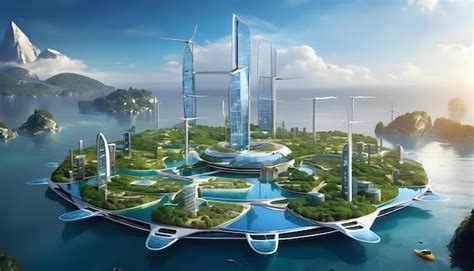Ciudad flotante futurista