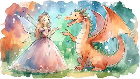 Ilustración de una princesa domando un dragón