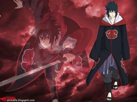 Sasuke Uchiha con el símbolo de Akatsuki