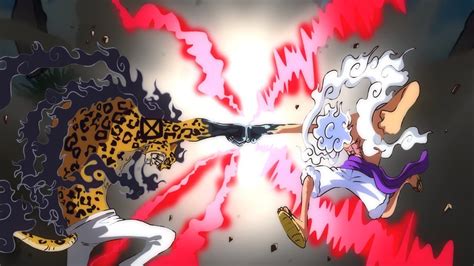 Luffy luchando contra Rob Lucci en Egghead