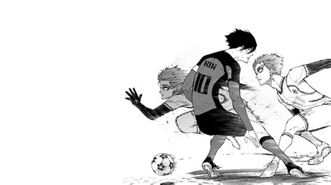 Ilustración de un partido de fútbol de Blue Lock