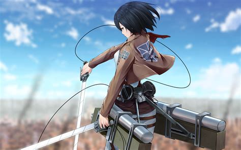 Mikasa Ackerman luchando contra titanes