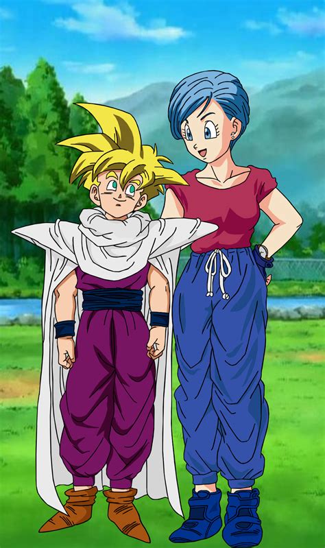 Ilustración de Bulma y Gohan en un encuentro íntimo