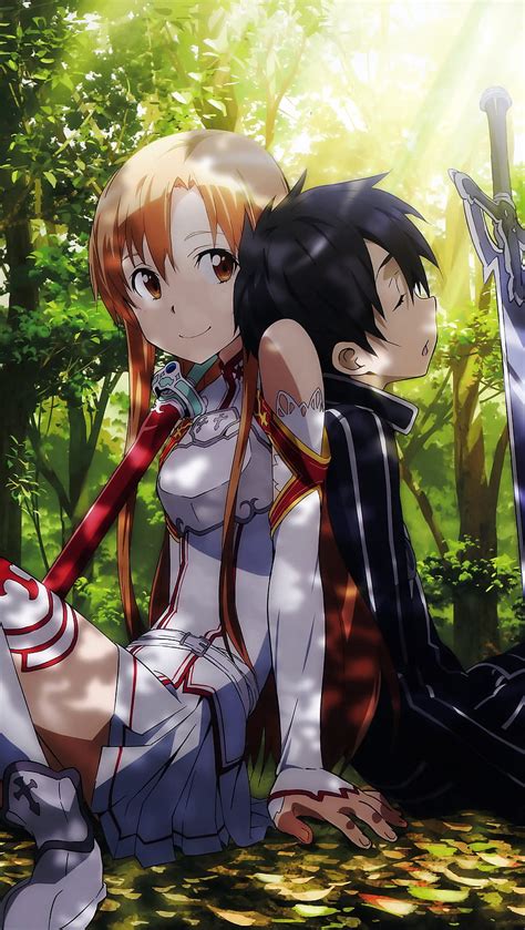 Pareja de Kirito y Asuna en un estilo anime