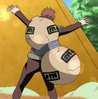 Ilustración de Gaara con su calabaza de arena en la espalda