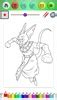 Interfaz de la aplicación Coloring Book - dragon ball supers