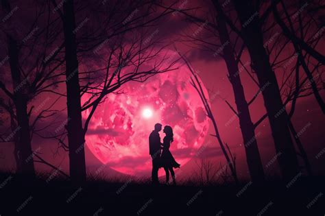 Ilustración de una pareja abrazándose bajo la luna