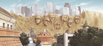 Los rostros de los Hokages en la montaña de Konoha