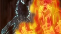 Natsu y Gajeel luchando contra Phantom Lord