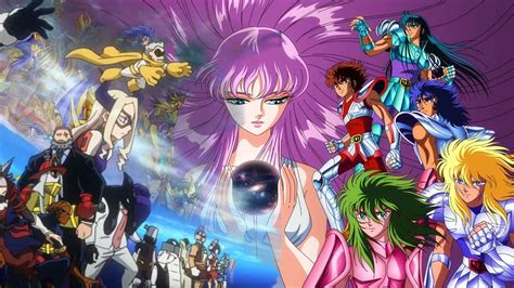 Ilustración de varios personajes de Saint Seiya en un ambiente romántico