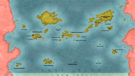 Mapa del East Blue, lugar de origen de Roronoa Zoro