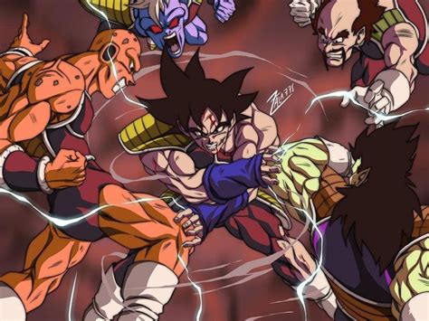 Bardock luchando contra soldados de Freezer