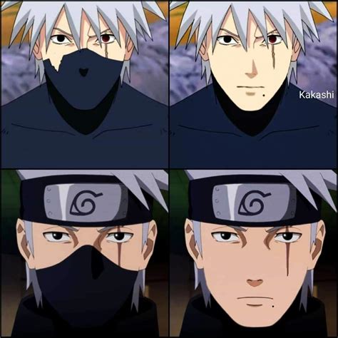 Equipo 7 intentando descubrir el rostro de Kakashi