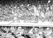 Ilustración de Casca, Judeau y otros miembros de la Banda del Halcón