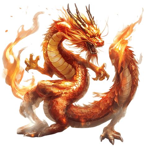 Ilustración de un dragón Bola de Fuego Chino