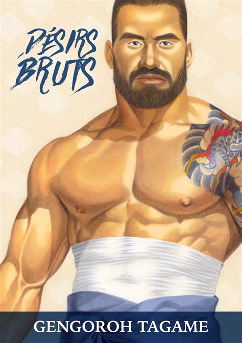 Ilustración de Gengoroh Tagame con hombres musculosos y velludos