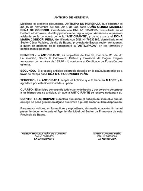 Comprobación de documentos de herencia