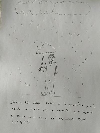 Historia bajo la lluvia esperando a su hermano