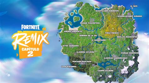 Mapa de Fortnite con ubicaciones clave del evento Dragon Ball