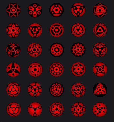 Diseños variados del Mangekyō Sharingan