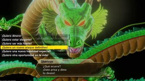 Tabla con los diferentes deseos que se pueden pedir a Shenron