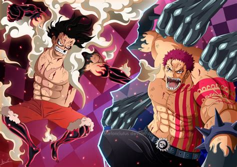 Ilustración de Luffy y Katakuri en combate