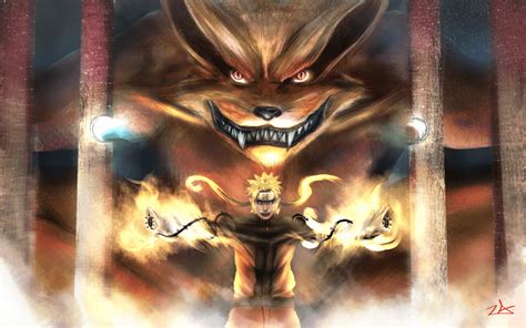 Naruto y Kyuubi en forma de zorro