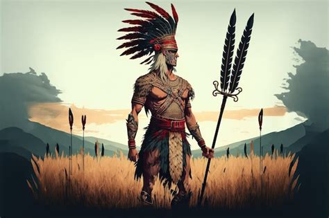 Ilustración de un guerrero antiguo rodeado de aura de poder