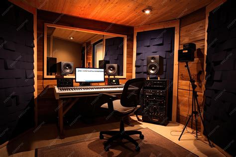 Un estudio de grabación con equipos de sonido.