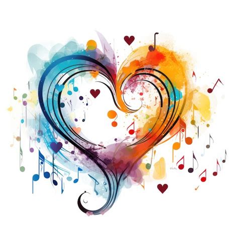 Notas musicales y un corazón.