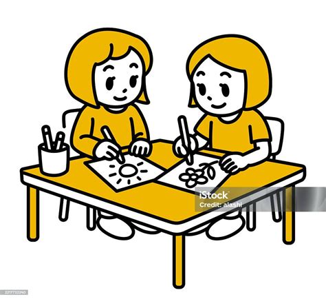 Ilustración de dos chicas dibujando manga
