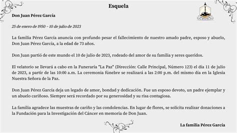 Estructura de una esquela tradicional